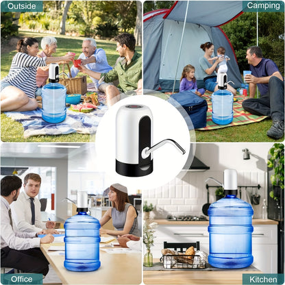 USB-Rechargeable Automatic Water Bottle Pump: Fits 3-5 Gallon Bottles - Portable, Safe & Versatile for Camping, Home, and More