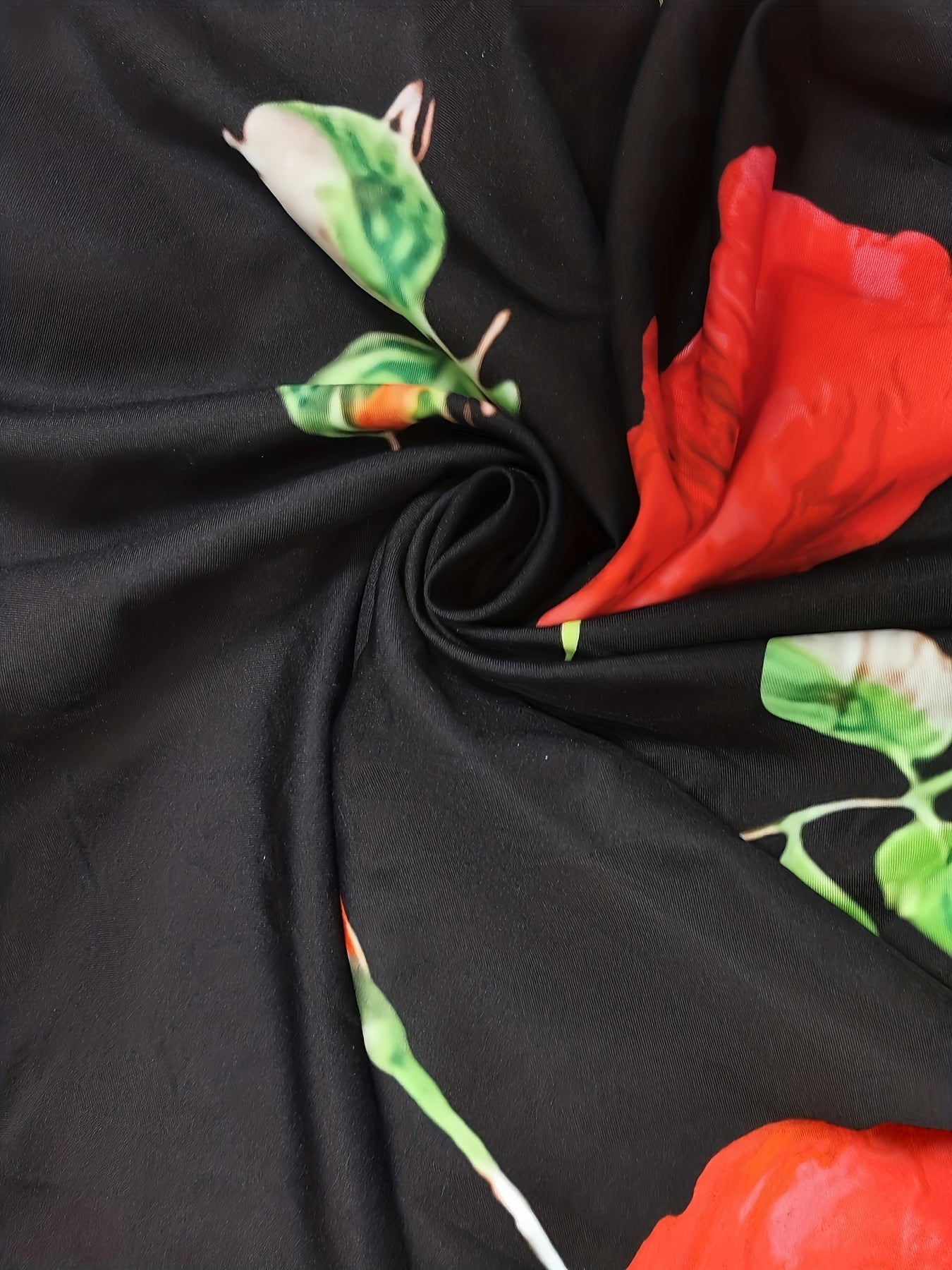 Plus Size Elegant Skirt, Women's Plus Floral Print Elastic High Rise Slight Stretch A-line Maxi Skirt