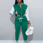 Casual Two-piece Set, Button Front Bomber Jacket & Drawstring Pants Outfits, Women's Clothing