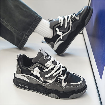 Mens Comfortable Chunky Lace-up Sneakers - Breathable Mesh Upper, High-Traction Grip, Perfect for Skateboarding