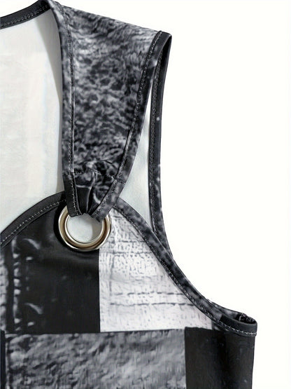 Trendy Colorblock Tank Top - Fashion Patchwork Print, Sleeveless Casual Style - Womens Summer Must-Have Clothing for Sunny Days