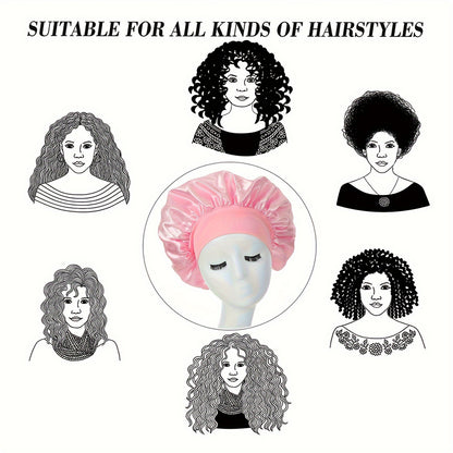 1pc Silky Satin Bonnet for Curly Hair - Wide Band Night Sleep Cap for Girls and Women - Soft and Comfortable Hair Cover for Sleeping and Styling