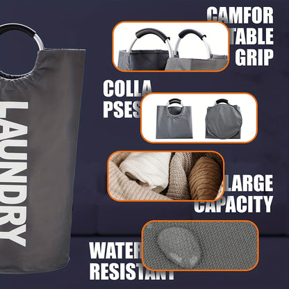 1pc Premium Waterproof Laundry Basket with Comfortable Padded Handles - Collapsible & Stable Clothes Hamper for Effortless Storage and Perfect Standing - Ideal for Space-Saving Solutions