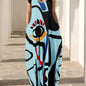 Flowing Maxi Sundress - Vibrant Abstract Art Print - Breezy Spaghetti Straps - Versatile Summer Attire for Women