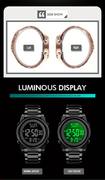 Multifunctional LED Night Light Timing Alarm Watch - Men's Fashion Digital Watch with Date Display, Stopwatch, and Alarm Reminders - Ideal Gift for Men