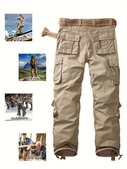 Relaxed Fit Multi-Pocket Cargo Pants for Men - Wear-Resistant, Tactical, Loose-Fitting, Comfortable, Durable, Versatile, and Practical - Ideal for Outdoor Activities, Hiking, Camping, and Travel