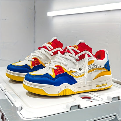 Mens Comfortable Chunky Lace-up Sneakers - Breathable Mesh Upper, High-Traction Grip, Perfect for Skateboarding