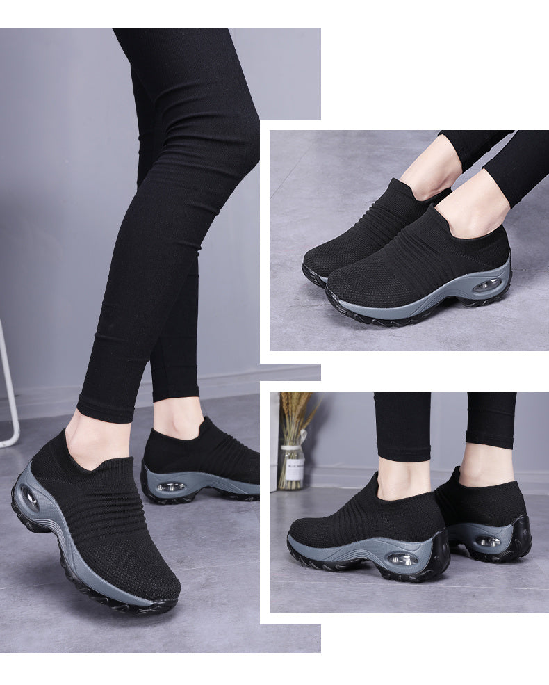 Women's Air Cushion Sole Sock Sneakers, Lightweight Knit Slip On Shoes, Breathable Running Shoes