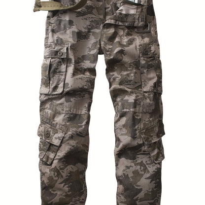Mens Camo Cargo Pants - Stylish & Durable with Multi-Flap Pockets - Loose Fit Outdoor Work Pants for Hiphop Streetwear
