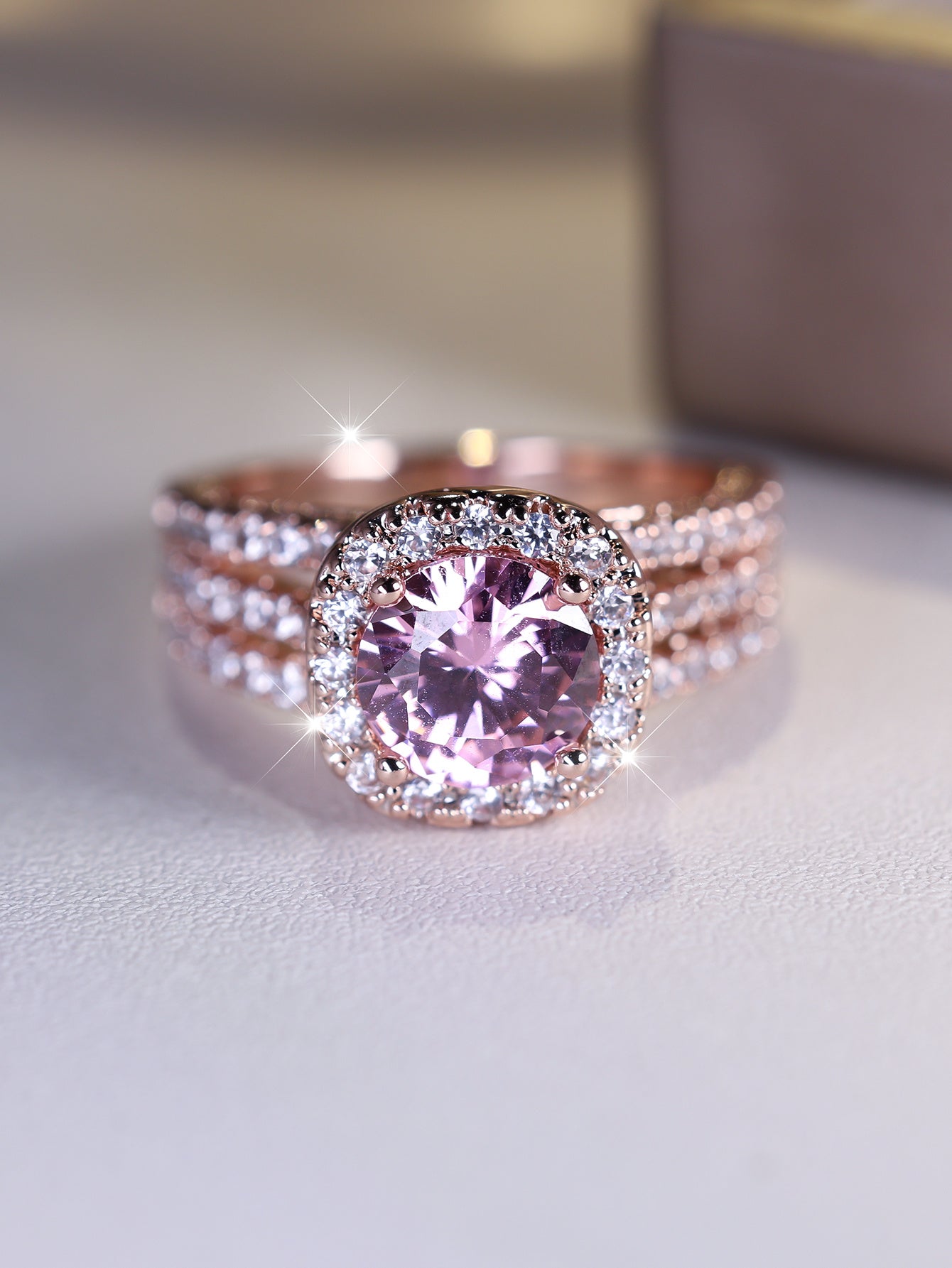 Elegant Promise Ring 18k Plated Inlaid Shining Zircon Engagement Wedding Ring For Female Evening Party Decor Multi Sizes To Choose