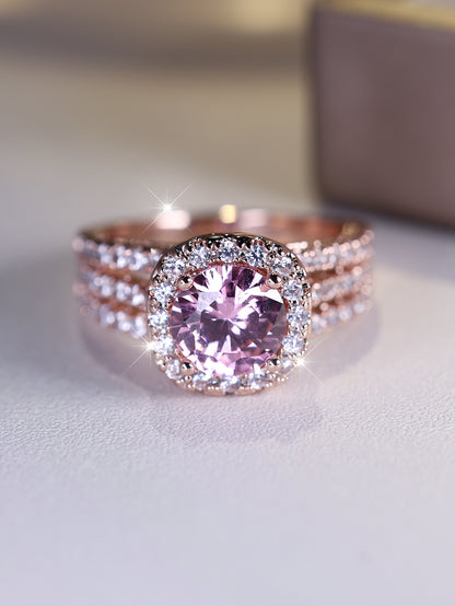 Elegant Promise Ring 18k Plated Inlaid Shining Zircon Engagement Wedding Ring For Female Evening Party Decor Multi Sizes To Choose