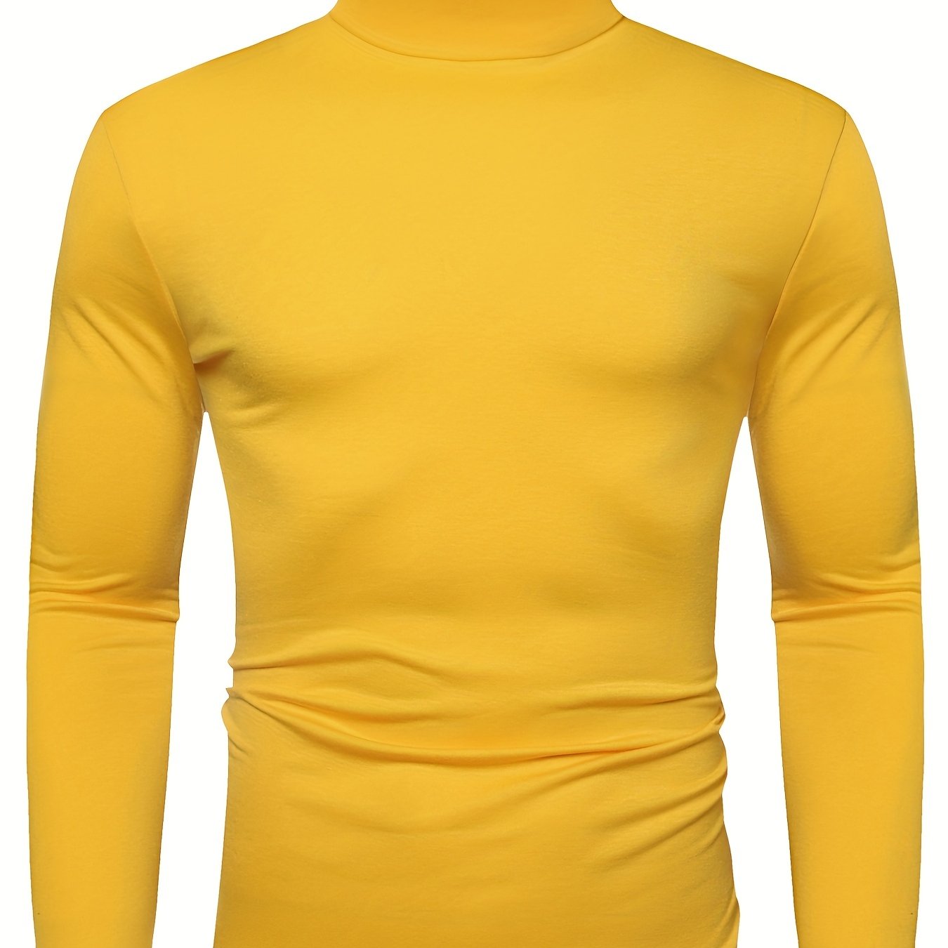 Long-Sleeved Multicolor Turtleneck Shirt for Men - Soft Medium Stretch Polyester Fabric, Regular Fit, High Neck Collar, Machine Washable, Perfect for Spring and Fall Seasons
