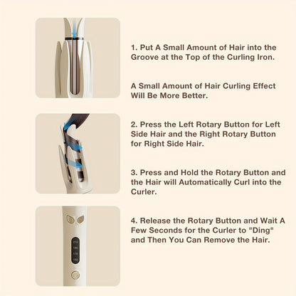 Genai Automatic Hair Curler: 28mm Barrel, 4 Temperature Settings, Negative Ion Generator, Intelligent Timer & Sensor, Auto Shut-Off for Safety