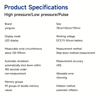 AccurateCare Wrist Blood Pressure Monitor - Rechargeable Sphygmomanometer with English Voice Broadcast, Storage Box, and Built-in Lithium Battery for Easy Monitoring at Home or On-The-Go