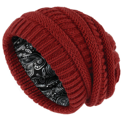 1pc Premium Winter Slouchy Beanie Hat - Soft Satin Lined, Chunky Cable Knit, Warm and Cozy, Ideal Gift for Men, Perfect for Cold Weather, Outdoor Activities, and Casual Daily Wear