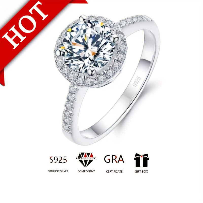 1/2ct Moissanite Ring 925 Sterling Silver Elegant Engagement Wedding Jewelry High Quality Christmas Birthday Gift For Your Lady