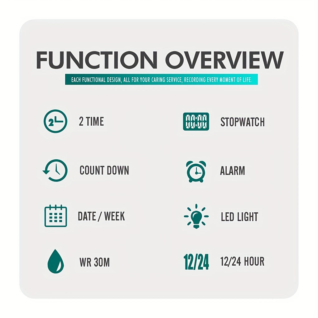 Multifunctional LED Night Light Timing Alarm Watch - Men's Fashion Digital Watch with Date Display, Stopwatch, and Alarm Reminders - Ideal Gift for Men