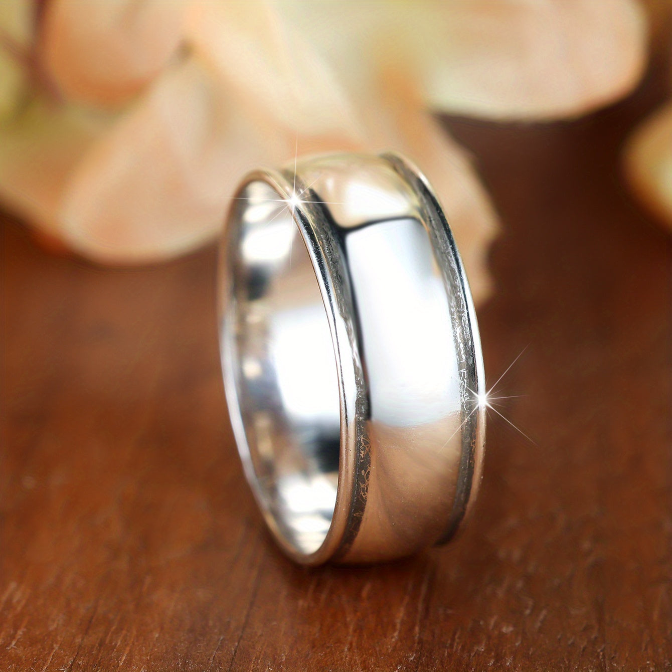 925 Sterling Silver Ring Trendy Wide Band Ring Polish Surface Trendy Wheel Shape Match Daily Outfits Suitable For Men And Women