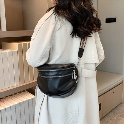 Elegant Convertible Faux Leather Bag: Chic Fanny Pack/Crossbody with Secure Zip & Adjustable Wide Strap for Stylish Women