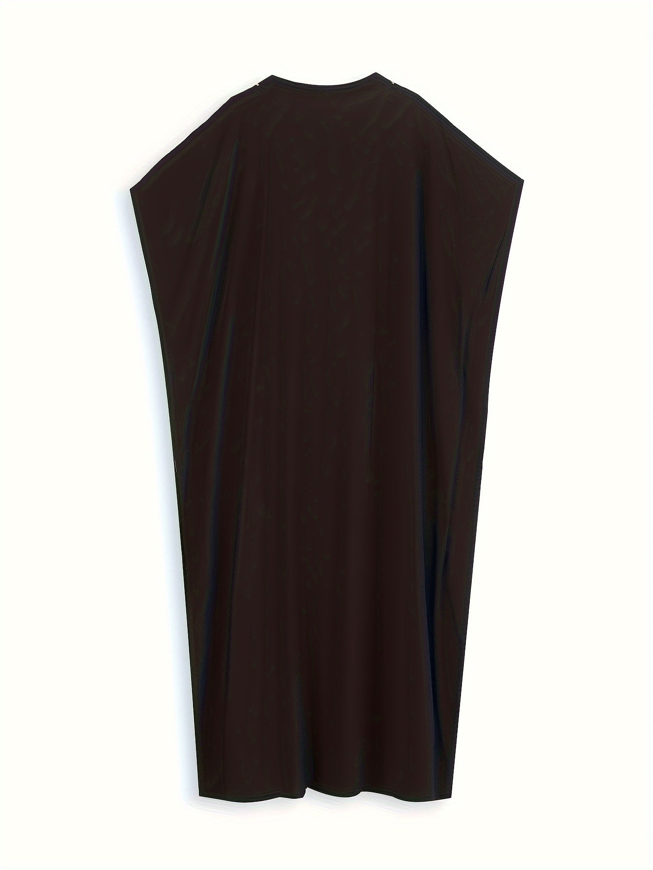 Bohemian Golden Embroidered Plus Size Maxi Dress with Bat Sleeves for Ramadan