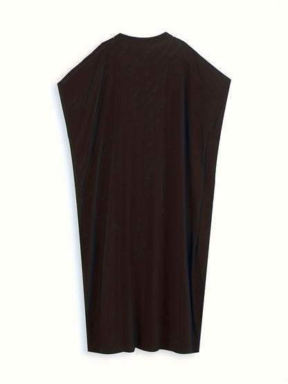 Bohemian Golden Embroidered Plus Size Maxi Dress with Bat Sleeves for Ramadan