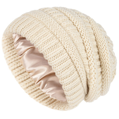 1pc Premium Winter Slouchy Beanie Hat - Soft Satin Lined, Chunky Cable Knit, Warm and Cozy, Ideal Gift for Men, Perfect for Cold Weather, Outdoor Activities, and Casual Daily Wear