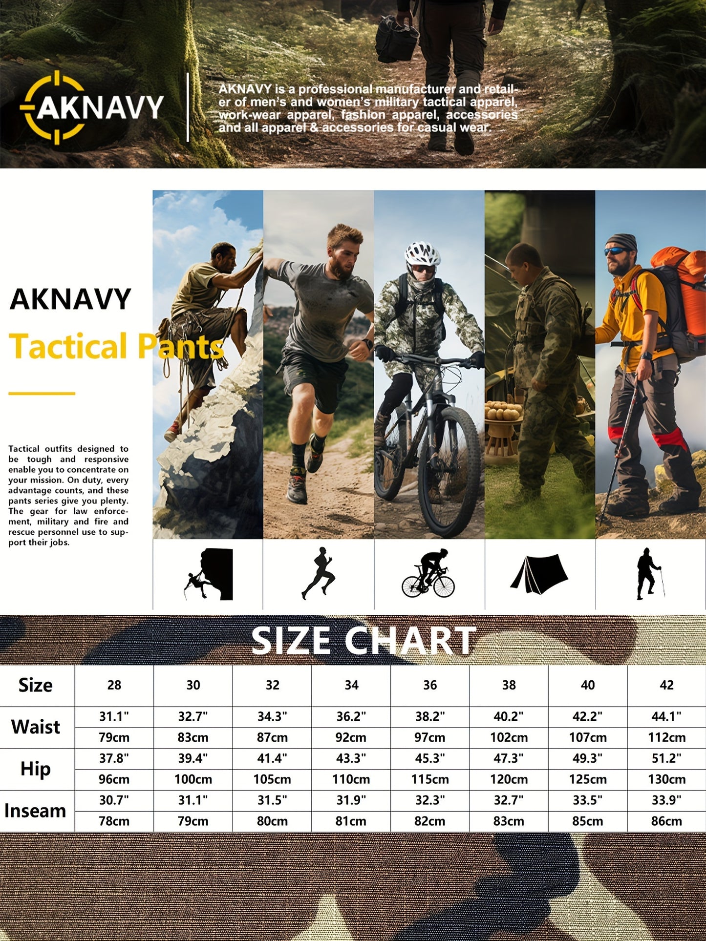 Mens Camouflage Cargo Pants - Relaxed Fit, Cuffed, Multiple Flap Pockets, Versatile, Durable, Ideal for Hiking, Workout, and Outdoors Activities in All Seasons - Belt Sold Separately