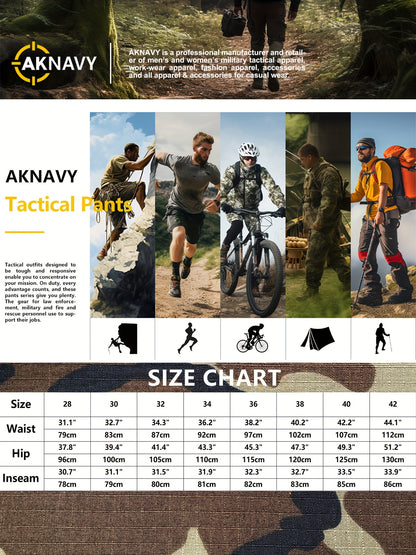 Mens Camouflage Cargo Pants - Relaxed Fit, Cuffed, Multiple Flap Pockets, Versatile, Durable, Ideal for Hiking, Workout, and Outdoors Activities in All Seasons - Belt Sold Separately