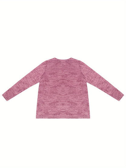 Floral & Letter Print Tee, Casual Long Sleeve Crew Neck T-shirt, Women's Clothing