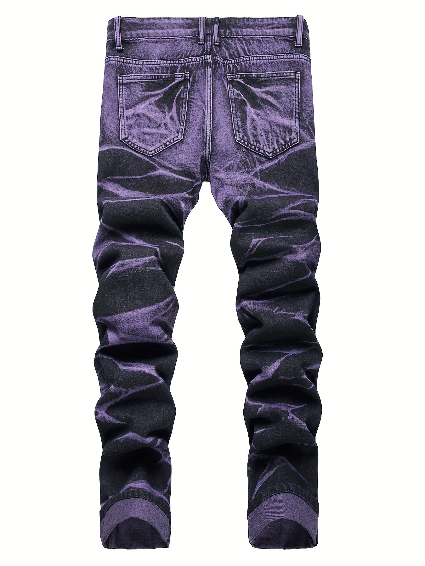 Y2k Tie Dye Ripped Jeans, Men's Casual Street Style Regular Denim Pants With Pockets