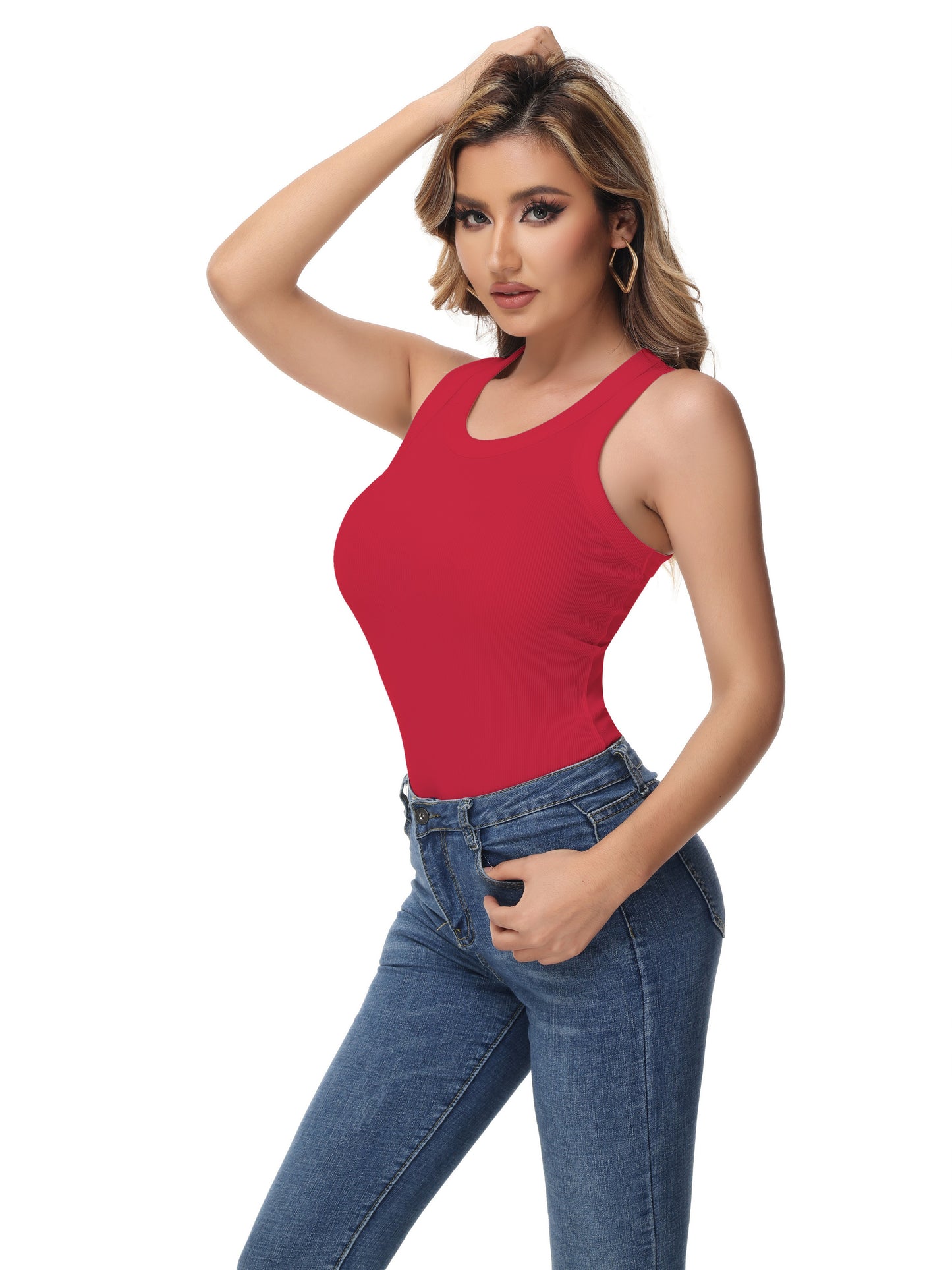 Women Sleeveless Sports Tank Top, Workout Casual Rib Basic Slim Fit Sports Tank Top, Women's Activewear for Koningsdag/King's Day