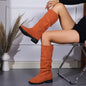 Women's Slouchy Mid Calf Boots, Comfortable Round Toe Pull On Shoes, Classic Boots For Koningsdag/King's Day