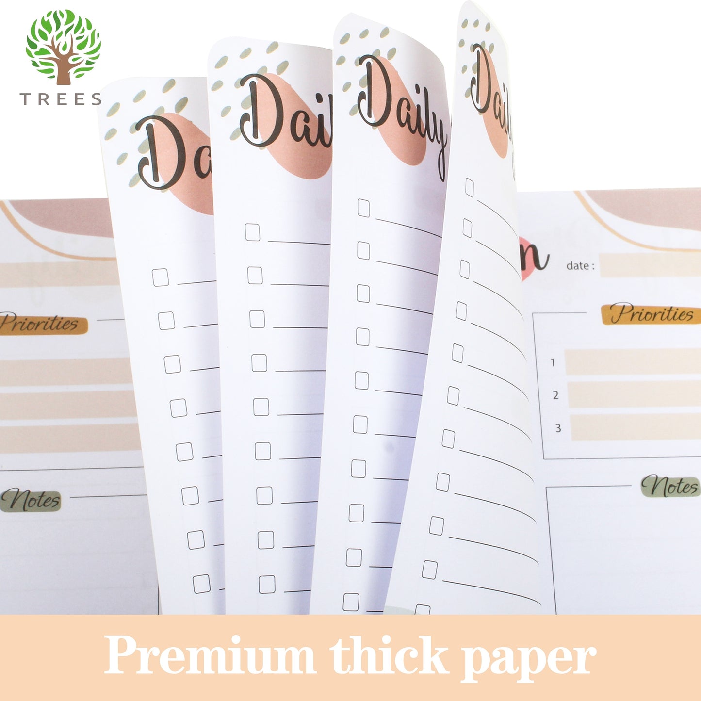 1pc Undated Daily Planner Notebook - Planning Pads with Priorities, Notes, Mood & Water Tracker, To-Do List, and 52 Sheets of 8*5.5 Space for Customized Organization and Goal Setting