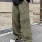 Men's Loose Casual Outdoor Cargo Pants - Multi Flap Pocket Trousers - Trendy Solid Work Pants for Streetwear Hip Hop Style