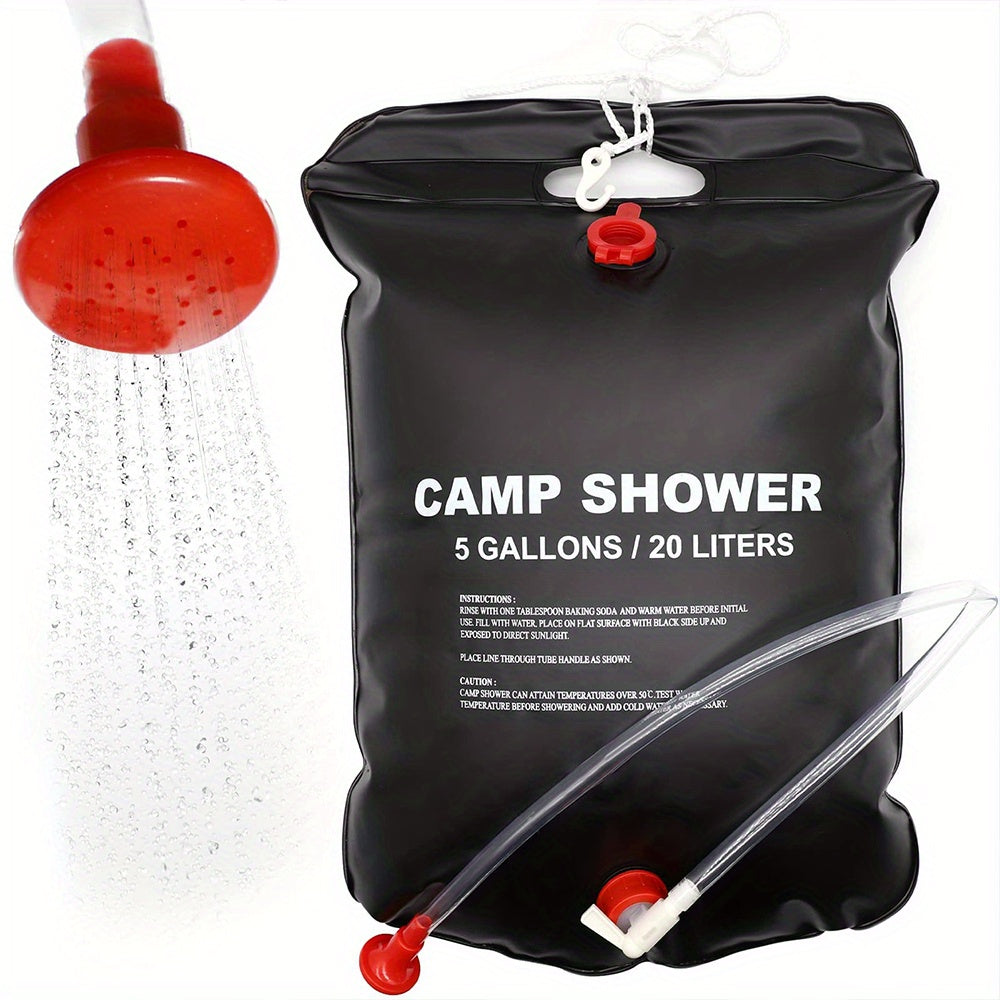 5.28gal Portable Camping Shower Bag With Removable Hose & On-off Switchable Shower Head, Perfect For Outdoor Camping & Traveling