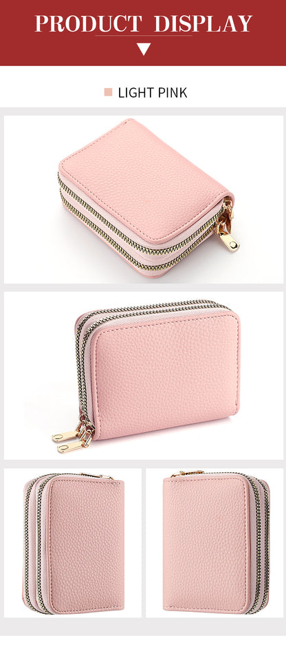 Stylish Womens Double Zipper Wallet - Compact Short Card Holder with Large Capacity, Practical Coin Purse for Everyday Use