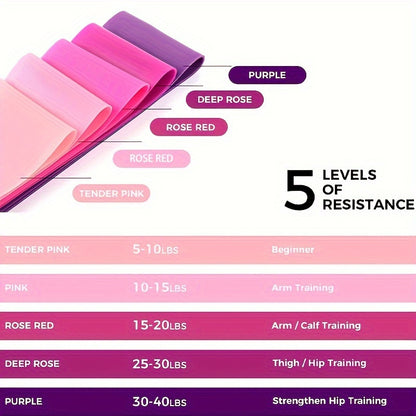 Resistance Bands - 5 Levels, Workout Band for Butt & Legs, Fitness Stretch Band | 1pc/5pcs