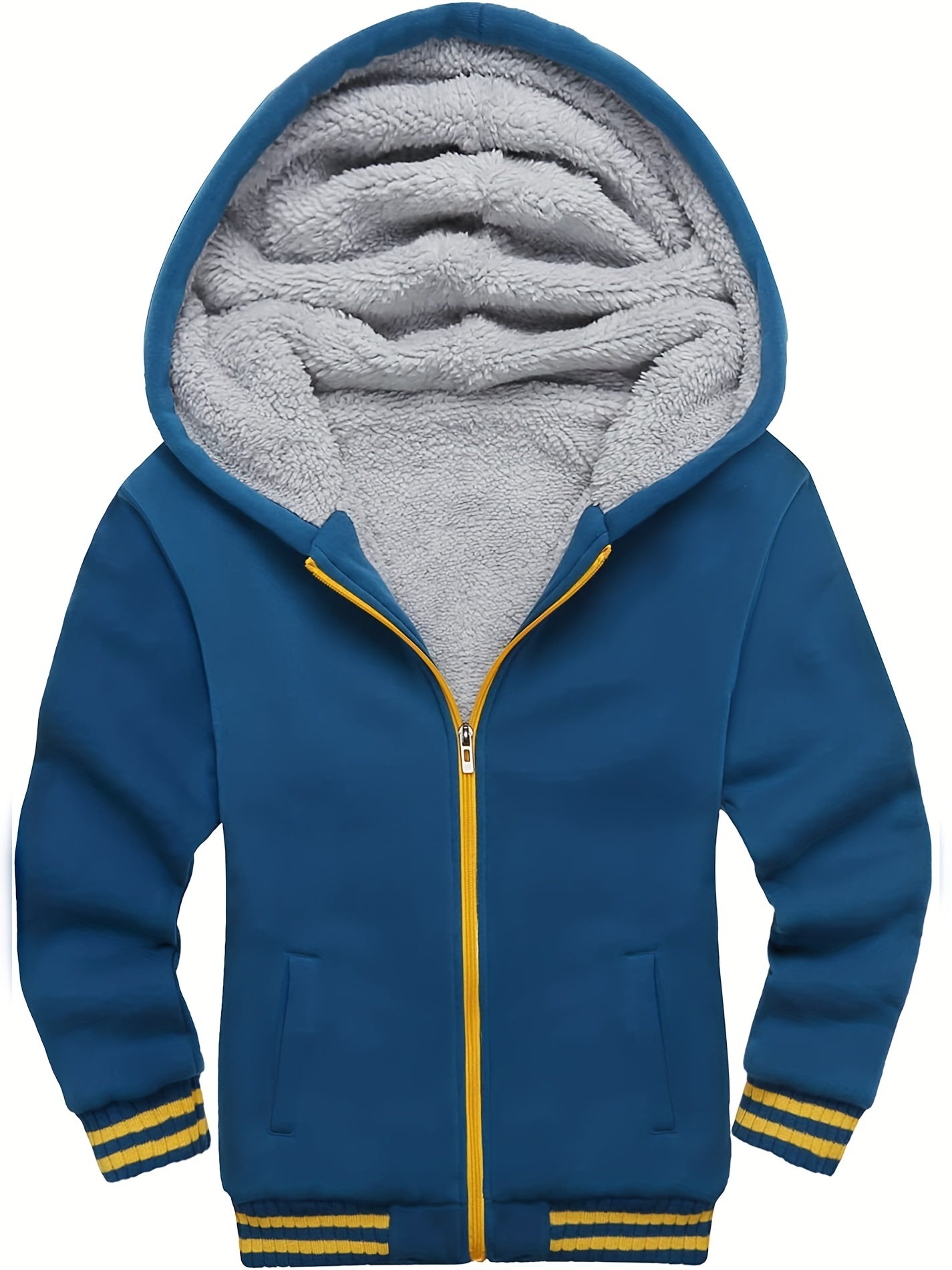 Boys Sherpa Lined Hoodie Kids Fleece Sweatshirt Full Zip Hooded Jacket