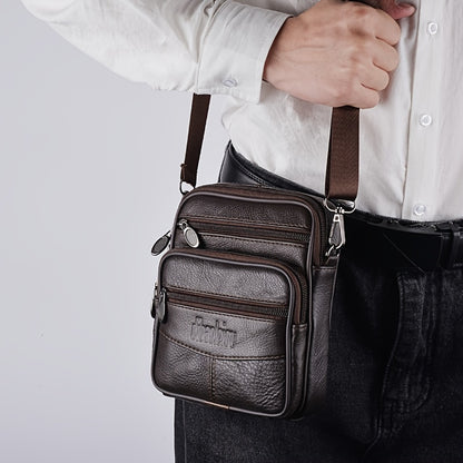 Men's New Genuine Leather Crossbody Bag Vertical Trendy Multifunctional Shoulder Bag Briefcase Casual Travel Messenger Bag