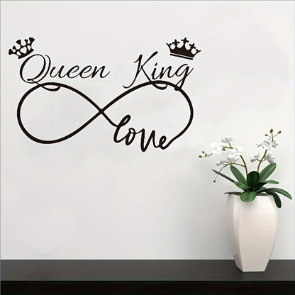 1pc Romantic Queen King Wall Sticker, Infinite Love Couples Room, Vinyl Wall Decal, Bedroom Living Room Sweet Decor Art Murals