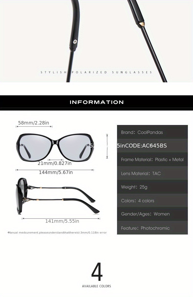 Fashion Design HD Photochromic Sunglasses For Women Polarized Glasses Driving Travel Oversized Ultralight Luxury Ladies Eyewear best gifts for Mother's Day