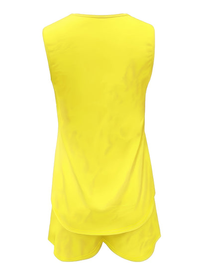 2023 V-neck sleeveless vest and shorts summer clothing, Women's clothing