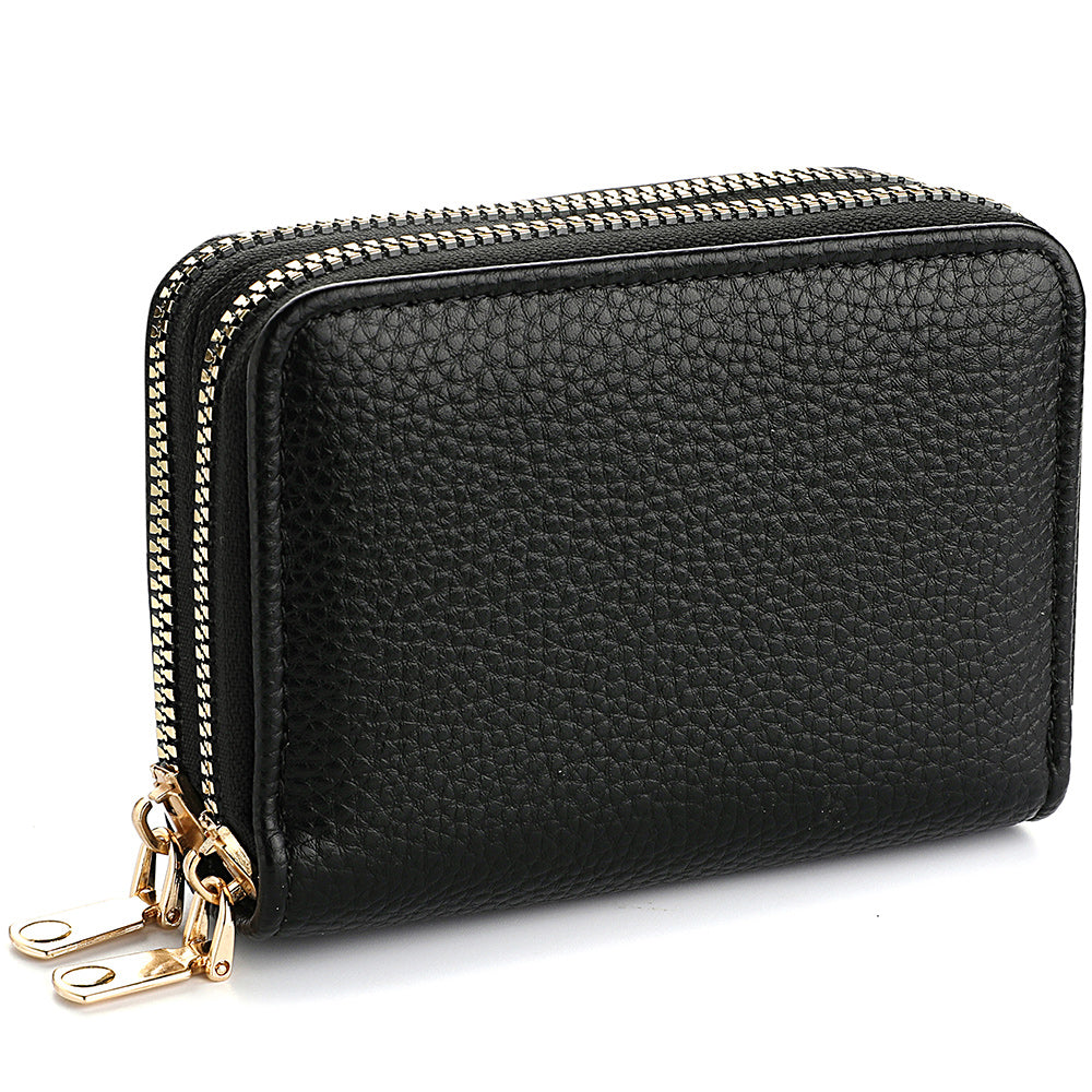 Stylish Womens Double Zipper Wallet - Compact Short Card Holder with Large Capacity, Practical Coin Purse for Everyday Use
