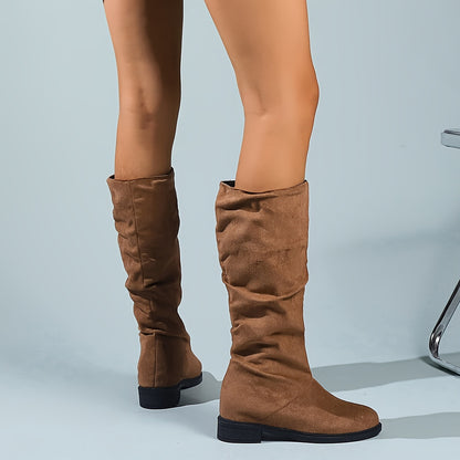 Women's Slouchy Mid Calf Boots, Comfortable Round Toe Pull On Shoes, Classic Boots For Koningsdag/King's Day
