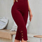 High-Waisted Skinny Button-Detail Capri Leggings for Women