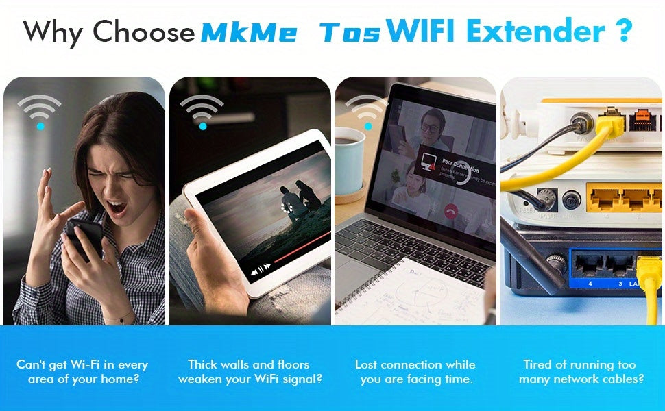 [Wireless Signal Booster] Up to 6500 Sq.Ft WiFi Extender Signal Booster for Home - Wireless Internet Repeater Range Coverage for 45+ Devices