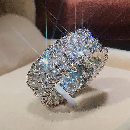 Luxurious And High-end Double-row Water Drop-shaped Zirconia Ring