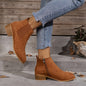 Pointed Toe Ankle Boots - Chunky Heels, Stylish, Comfortable for Daily Wear