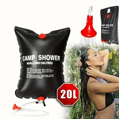 5.28gal Portable Camping Shower Bag With Removable Hose & On-off Switchable Shower Head, Perfect For Outdoor Camping & Traveling