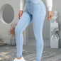 Blue Slim Fit Skinny Jeans, Slim Fit High-Stretch Slant Pockets High Rise Denim Pants, Women's Denim Jeans & Clothing